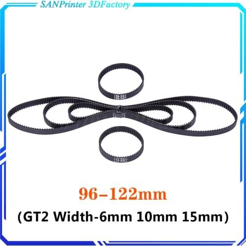 3D Printer Parts GT2 Closed Loop Timing Belt Rubber 6/10/15mm 96 98 100 102 104 106 108 110 112 114 116 118 120 122mm Synchronou