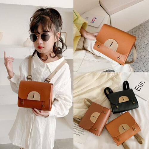 Cute Kids Boys Kindergarten School Bag PU Leather Baby Girls Mini Shoulder Bags Cartoon Bear Childrens Small Wallet Handbags