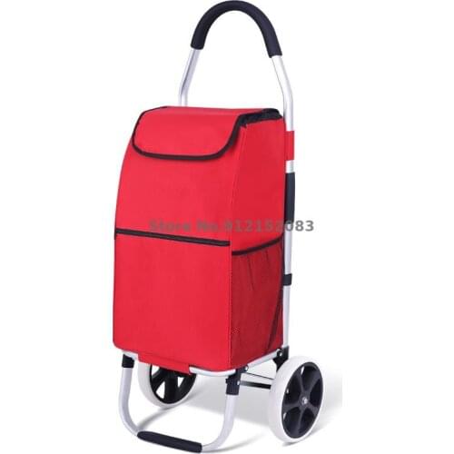 Folding Shopping Cart Portable Climbing Stairs Pull Large Wheel Small Trailer Aluminum Alloy Grocery Shopping Household Truck Tr