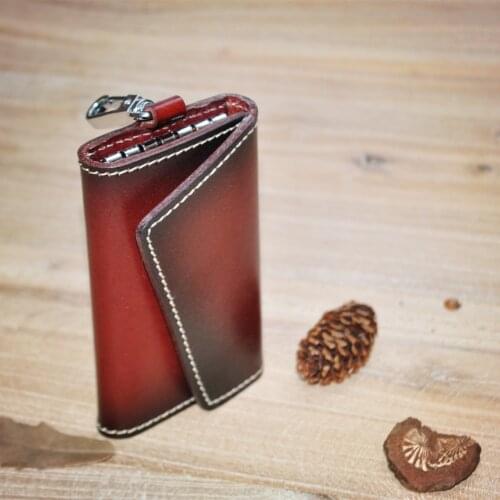 Vintage Handmade Key Holder Men Tanned Leather Wallet for Keys Men Housekeeper Smart KeyChain Bag Key Organizer Bag