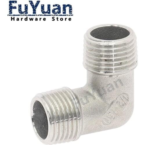 1pcs SS 304 Stainless Steel Plumbing accessories 1/4"3/8"1/2" 3/4" 1" male Threaded BSP Elbow 90 Degree Angled Pipe Fitting