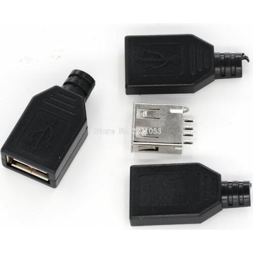 10PCS/LOT Type A Female USB 4 Pin Plug Socket Connector With Black Plastic Cover