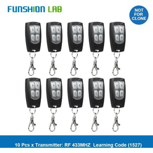 10 Pcs Universal Wireless 4 Buttons 433MHz RF Transmitter Remote Control For Gate Garage Door Opener Learning Code Key Fob DIY