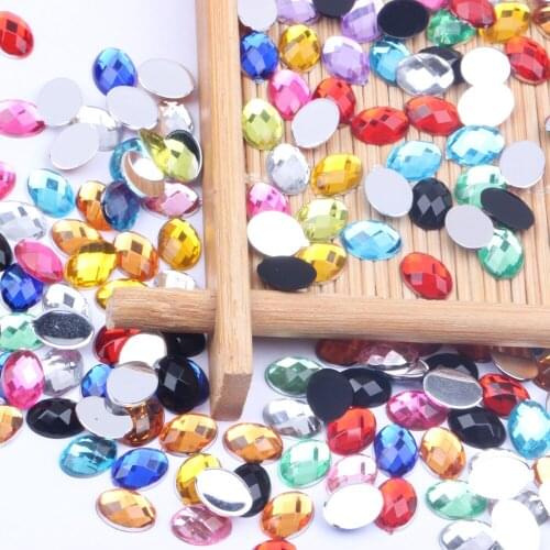 1000/5000pcs 6x8mm Oval Shape Flatback Earth Facets Acrylic Rhinestone Nail Art Decorations Strass High Shine Nail Art Stones