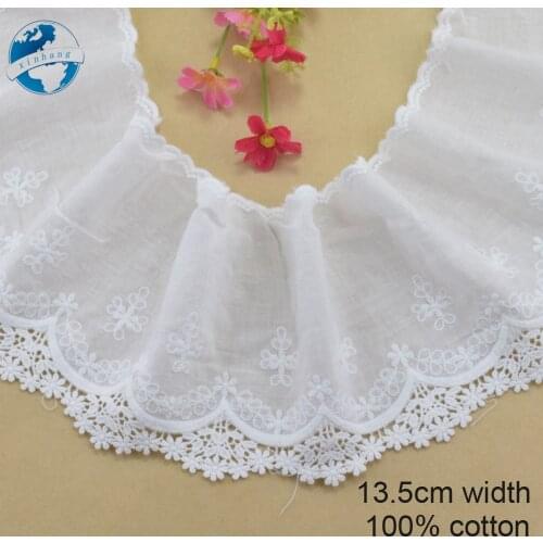13.5cm wide 100% Cotton embroid lace sewing ribbon guipure trim wedding decoration DIY dolls colthes Accessories lace edge#4013