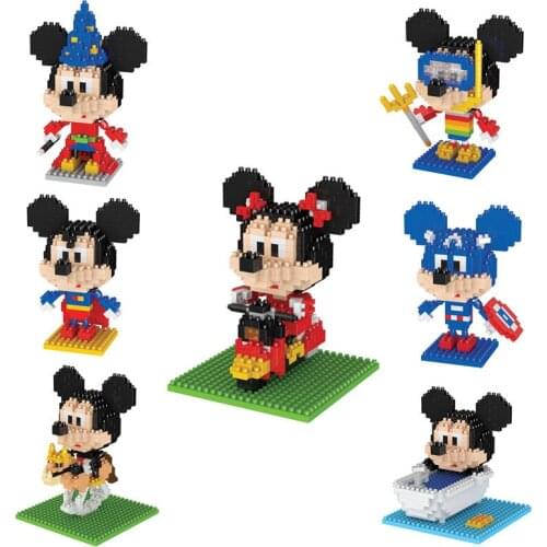 260-330pcs Disney Mickey Mouse Building Blocks Diamond Bricks Cartoon Mickey Minnie Figures Doll Toys For Children Christmas Gi