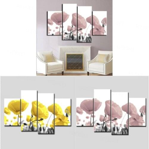 4pc HD Print Canvas Paintings Yellow Flower Posters And Prints Wall Art Wall Pictures For Living Room
