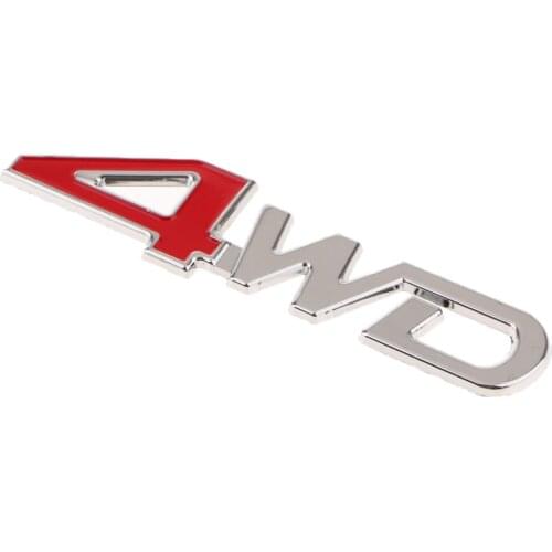 ''4WD'' Red Chrome 3D Badge Four Wheel Drive Car Sticker Decal