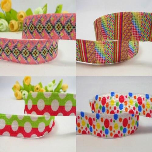 50Yards 5/8"16mm Pinted Dots Fold over Elastic bands Baby Headband DIY FOE Girls Hair ties Hair Accessories Craft Supply
