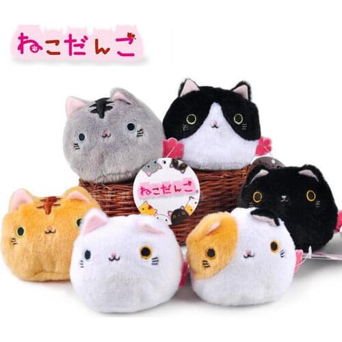 6pcs/set Japan Neko Atsume Cute Cat Plush Doll Dango Mochi Soft Stuffed Toys Collectible Kids Gift Home Car Decor Accessories