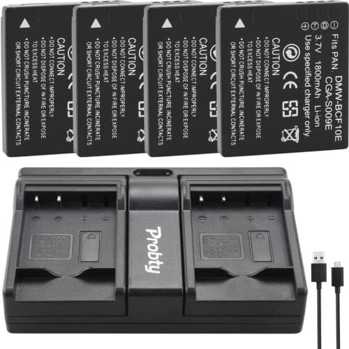 4x CGA-S009E CGA S009E Batteries + dual charger for Panasonic DMC-FS12 FS15 FS25 FS4 FS7 FX48 FX550 FX580 FX68 FH1 TS3 FH20
