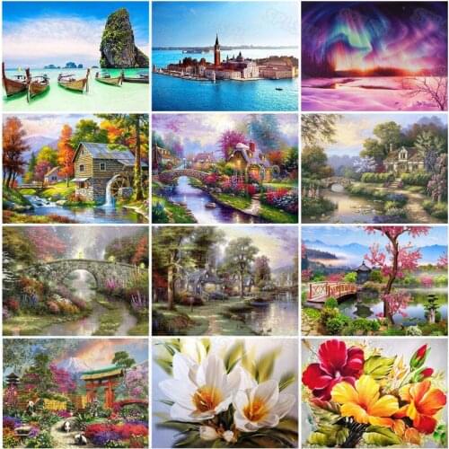 Diy Diamond Painting Seaside Residents Hainan Seaside Scenery Strange and Dreamy Mysterious Scene Decorative Painting