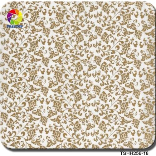 Free shipping TSAUTOP 0.5m width water transfer printing flim aqua print film gold flower wdf256-18