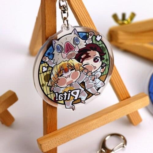 Anime Game Demon Slayer Kamado Tanjirou Agatsuma Zenitsu Acrylic Double Sided Keychain Keyrings Backpack Pendant Xmas Gifts New