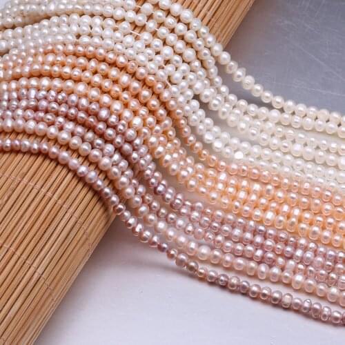 Hot Sale Round Beads Pearl Bead Natural Freshwater Pearls for Necklace Bracelet Jewelry Making DIY Accessories Gift Size 3-4mm