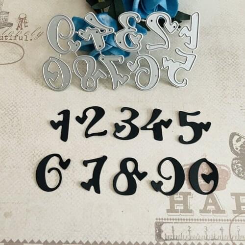 Number digital with love heart decoration Metal Cutting Dies DIY Scrapbook Paper Cards Embossing Craft Die Cut handmade craft