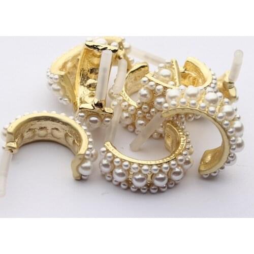 Zinc alloy Golden Geometric Pearl Earring Connector 6pcs/lot For DIY Earring Jewelry Making Accessories