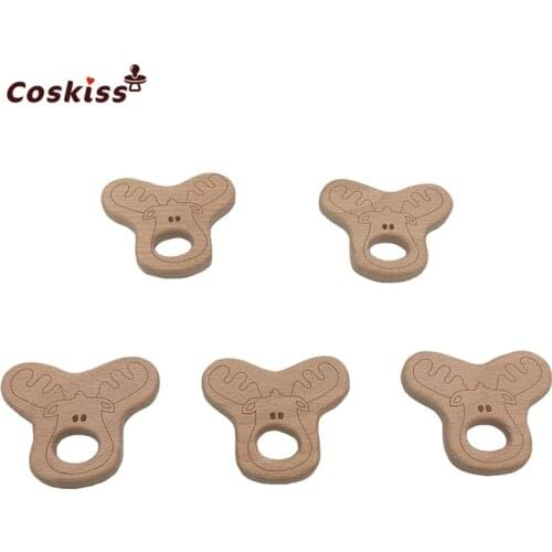 Baby Teether Cattle Pendant Baby DIY Jewelry Pendants Necklace Bracelets Accessories BPA Free Pacifier Wooden Teether
