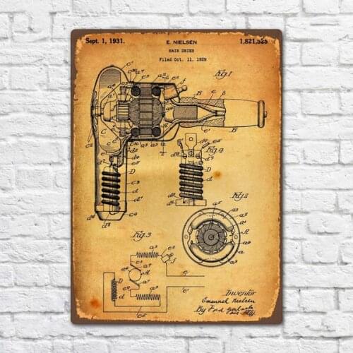 Hair Dryer 1931 Patent Vintage Retro Metal Tin Sign Metal Sign Salon Poster Hairdresser Wall Decor Fashion Art Decor Poster