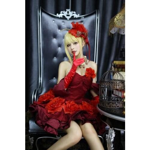 [Customized] Anime Fate Grand Order FGO saber Red Rose Gorgeous Dress Cosplay Costume Women Halloween Free Shipping