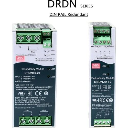 DRDN40/DRDN24 -12/24/48V DIN RAIL Redundancy Power Supply 2 channels input DC OK SINGAL for industrial factory