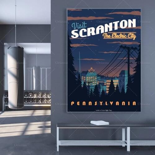 Dunder Mifflin TV Show Canvas Painting Wall Pictures Vintage The Office Scranton Travel Art Poster Living Room Decor