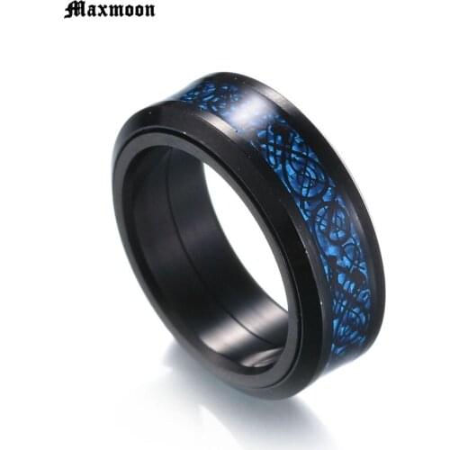 Maxmoon Vintage Free Shipping Dragon 316L stainless steel Ring Mens Jewelry for Men lord Wedding Band male ring for lovers