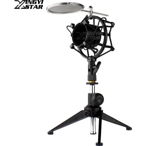 Metal Desktop Stand Shock Mount Spider Microphone Wind Screen Pop Filter Mic Isolation Shield For Avantone CV12 BLA BV12 CK6 CK7