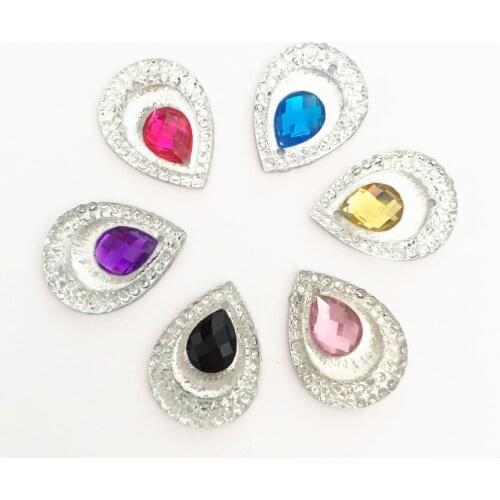 Mix 60PCS 13*18mm Resin Crystal Peacock eye Drop Flatback Rhinestone Scrapbook Wedding 2 Hole Appliques DIY Ornament Craft SD32A