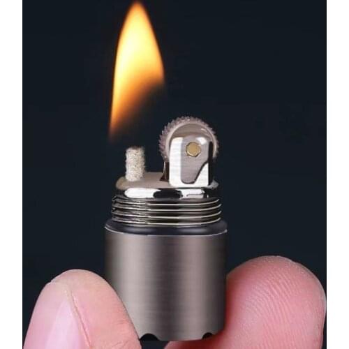 Mini lighter personalized key chain creative hanging decoration outdoor portable plus kerosene gold and black for boyfriend