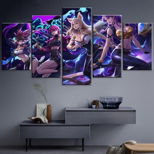 Multi panel diamond painting Anime Game Girls Diamond Embroidery Round Diamant Painting DIY Mosaic Cartoon 5 Piece F19