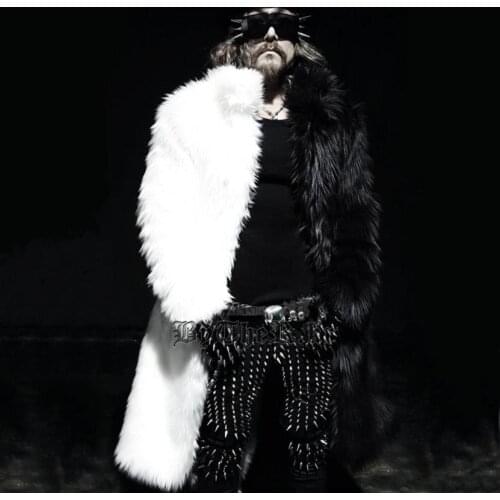 Mens long faux fur coats Splice winter Fox fur Fashion thickening lapel Multi-size jackets warm leather jacket man Free shipping