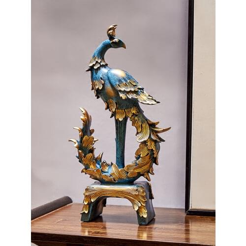 New Chinese style phoenix furnishing articles Hall wine TV ark porch creative decorations statue living room decoration