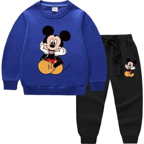 Disney Mickey Mouse Baby Boy Clothes Kids Hoodies Tops With Pants Boy Clothing Outfits Casual Children Sportswear Suits