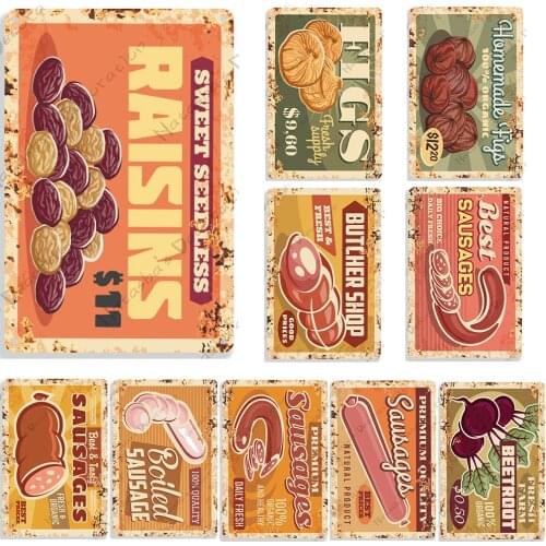 Rusty Vegetables Metal Plate Fast Food Metal Tin Sign Kitchen Retro Poster Industrial Decor Club Pub Bar Home Wall Metal Plaque
