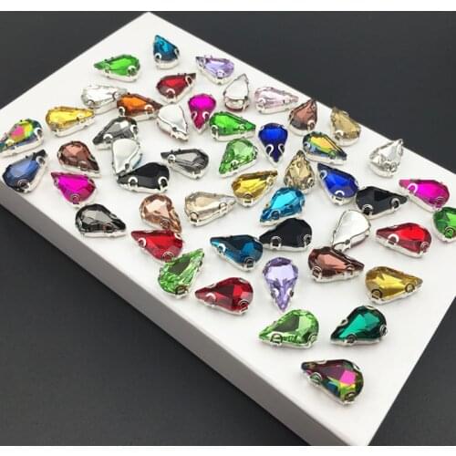 Mix Colors Drop D Claw rhinestones 5x8mm 6x10mm 8x13mm Droplet Sew on Glass Crystal Stone diy for dress/bags