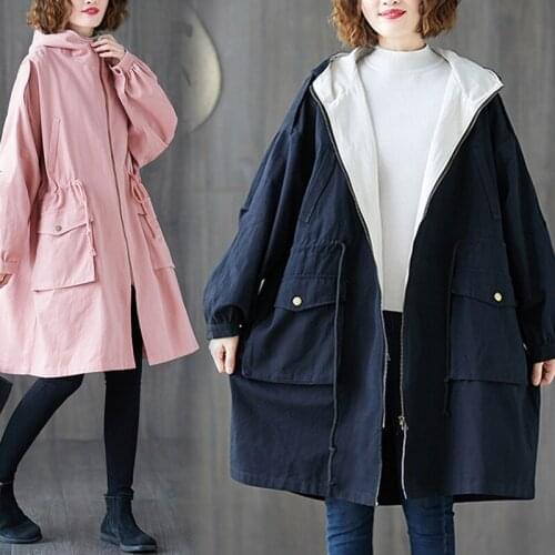 Plus Size Womens Trench Coat Long 2021 Spring Autumn New Korean Fashion Loose Black Big Pocket Windbreaker Female Outerwear 3XL