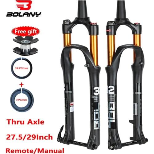 BOLANY 27.5 29er Inch MTB Bicycle Fork Air Suspension Axle 15MM Magnesium Alloy Straight Hand/Line Rebound Adjustment MTB Front