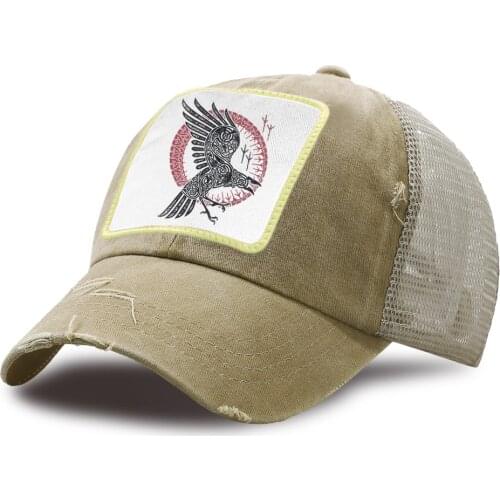 Viking Eagle Vintage Printing Mesh Baseball Caps Unisex Retro Trucker Cap Sun Shade Baseball Hat Hip Hop Sports Snapback Hat