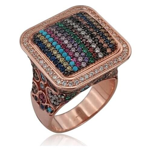 Boho Statement Women Rings 925 Rose Gold Sterling Silver Ladies Rings for Women