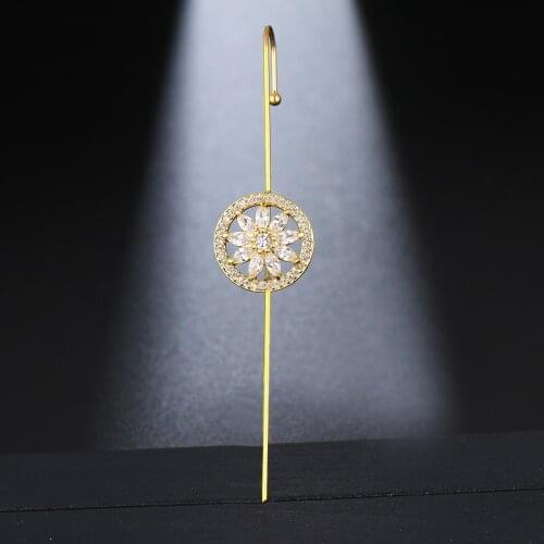 Emmaya New Fashion Jewelry Simple Style Gold Color Earring With Elegant Zirconia Flower Shape Female Shiny Ornament