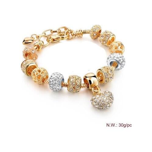 The female charm of style restoring ancient ways 14 k heart bracelet beads bracelet DIY craft hand jewelry gifts
