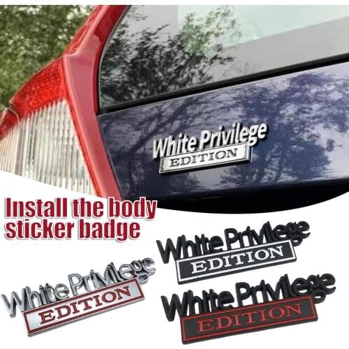 The Original White Privilege Edition Emblem Fender Badge Car Truck 3D Letter Emblem Badge Sticker Decal NJ88