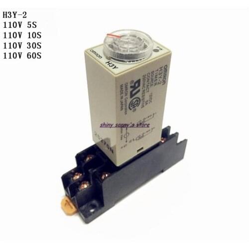 1 Set/Lot H3Y-2 AC110V 5S/10S/30S/60S Delay Timer Time Relay 0-5/10/30/60 Seconds 110VAC & PYF08A Socket Base Brand New