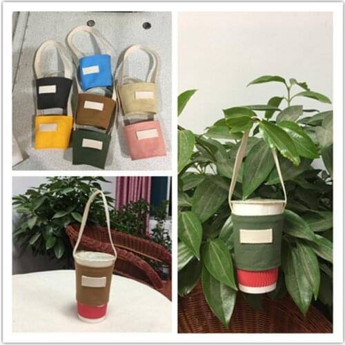 1pc Portable Cup Bag Water Bottle Bag For Milk Tea Juice Coffee Convenient Drinking Mug Bags Eco-Friendly Durable Canvas Cup Bag
