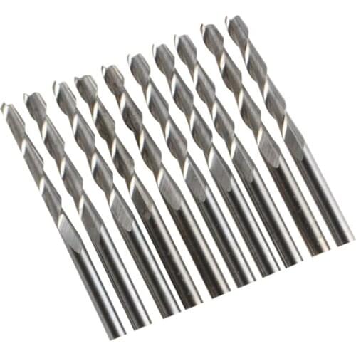 10pcs Shank 4mm x 28mm Two Flutes Milling Cutter Router Bits For CNC Machine Engraving, Spiral Cutter, White Steel Cutter