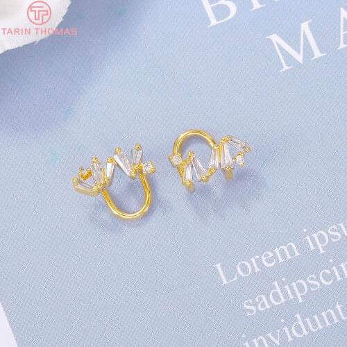 4PCS 5x9MM 24K Gold Color Plated Brass with Zircon Fashion Earring Clip Diy Jewelry Findings Jewelry Accessories