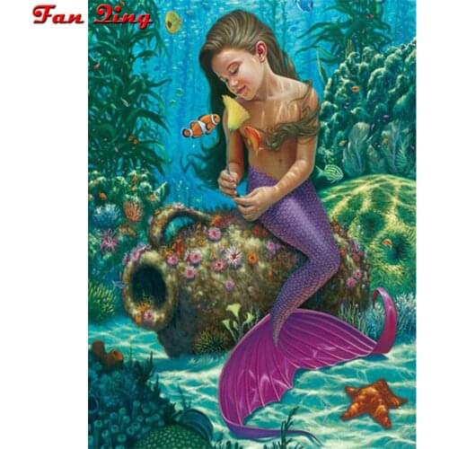 Diamond Embroidery The Little Mermaid Cross Stitch Full Square Round 5d Diy Rhinestone Painting Mosaic Wall Art Home Decor