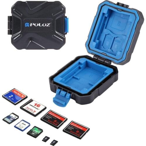 PULUZ Memory Cards Case Waterproof Micro-SD CF TF Card Holder Stocker Storage Box (9 Slots)
