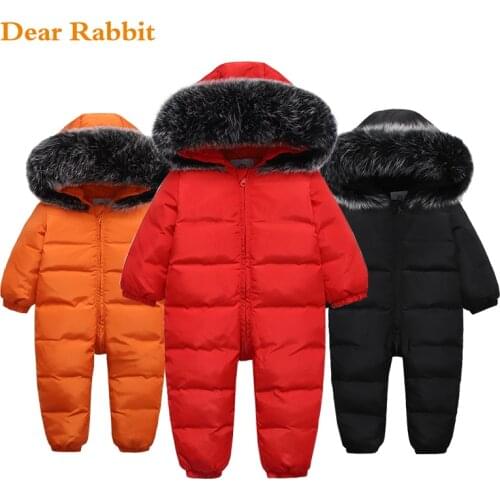 -30 degree Russian childrens clothing winter down jacket boy outerwear coats thicken snowsuits baby Girl clothes Kids Jumpsuit
